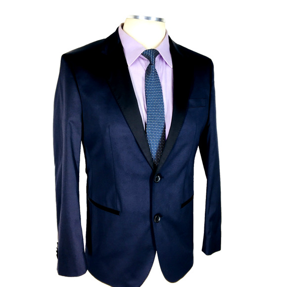 NWOT 38S Hugo Boss Hector1 Generous1 2 Bttn Suit Metallic Midnight Blue Pants 32 - Picture 10 of 16